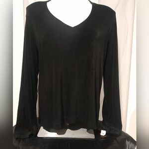 Chico's Travelers - NWT- Black Long Sleeve Wrinkle Resistant Top, Sz 2 / US LG